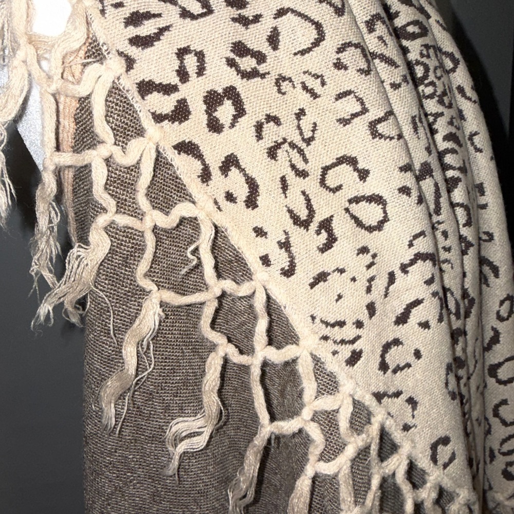 RAJ Boho Leopard Fringe Vest Duster Open Front Festival Kimono One Size NWT - Picture 9 of 9